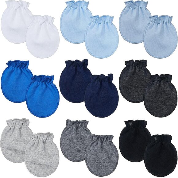 Newborn Cotton Mittens: 9 Pairs, No Scratch Design for Babies 0-6 Months - Picture 1 of 7